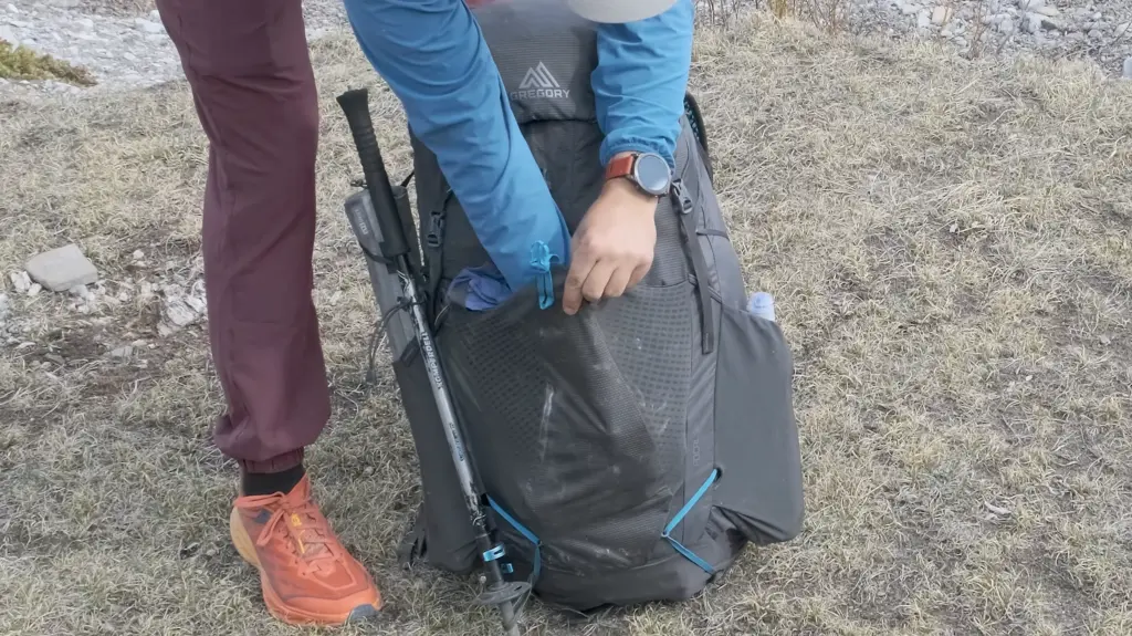 The stretchy front pocket is not huge but fits everything I need.